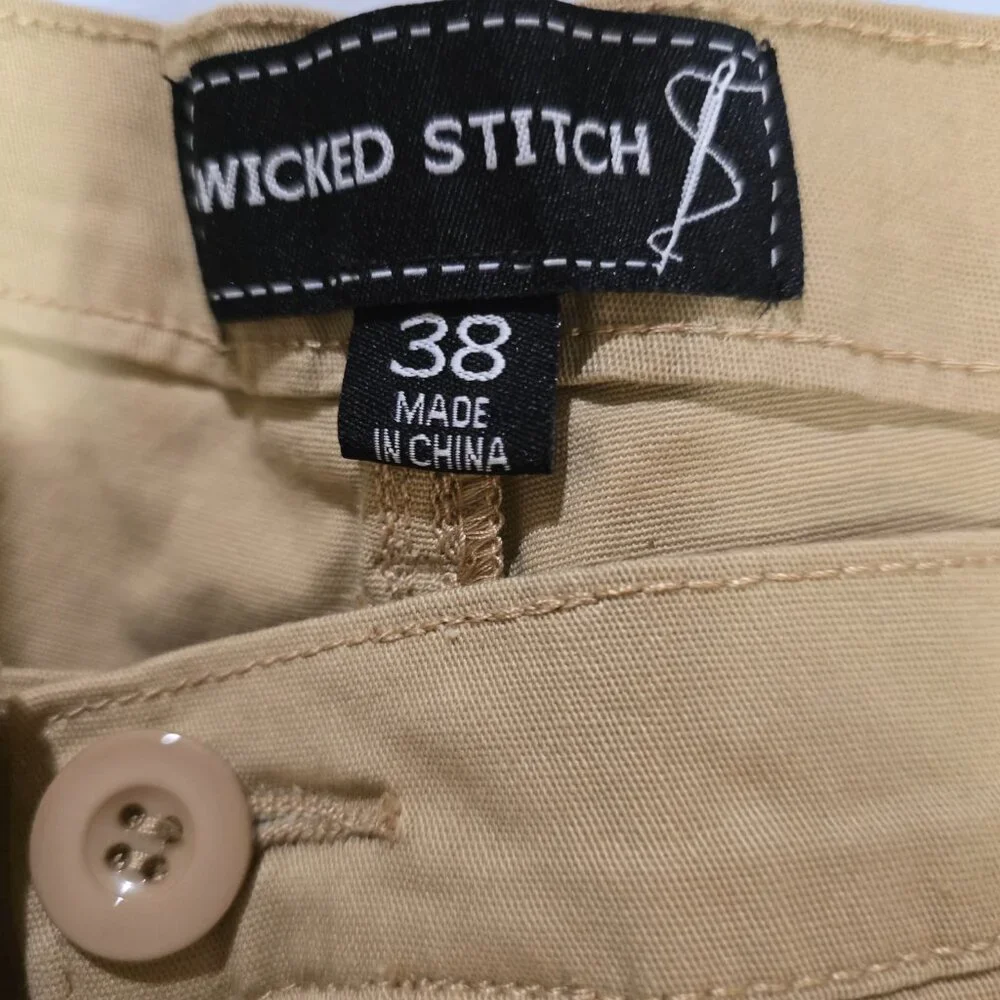 Wicked Stitch Men's Flex Fabric Cargo Shorts Stretch Khaki Pockets Size‎ 38 NWT